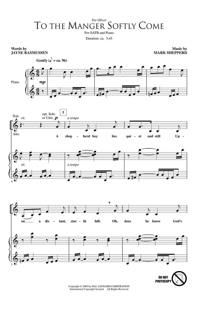 To the Manger Softly Come